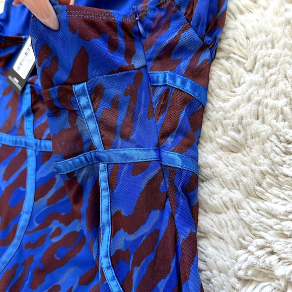*NWT* Pretty Little Thing Blue Leopard Print Mesh Binding Midaxi Dress Sz S US 4 - Picture 12 of 12